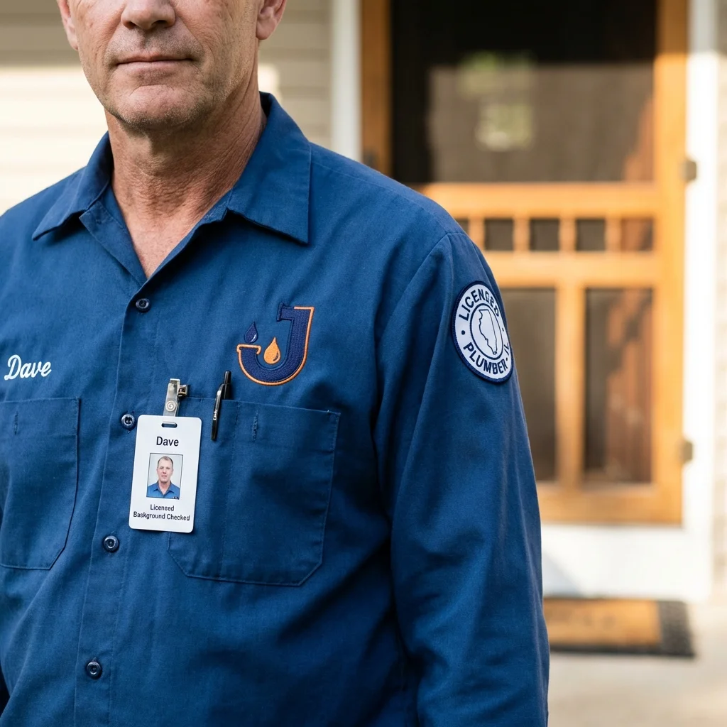 Licensed plumber showing ID badge in Saint David, AZ
