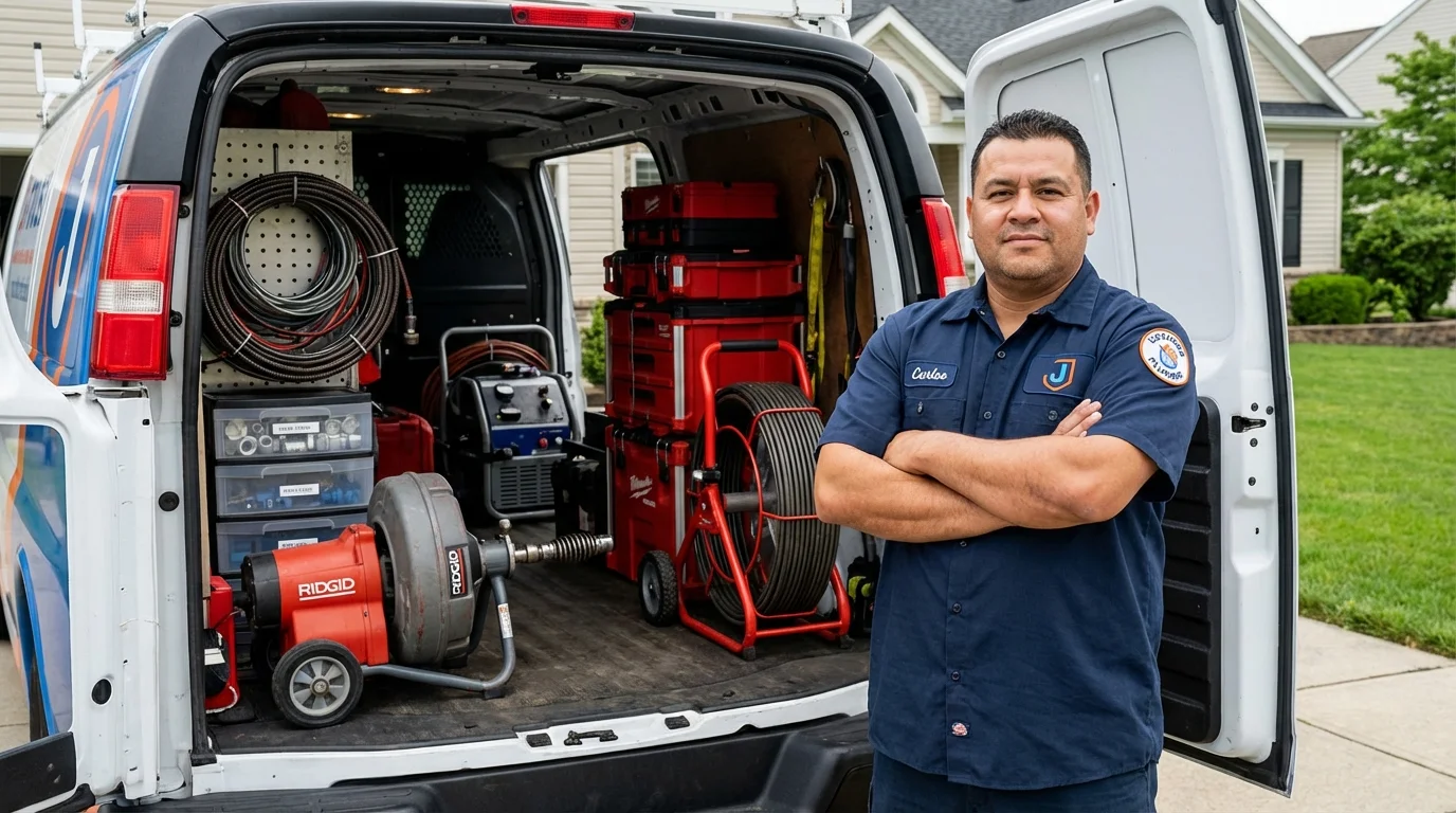 Professional drain cleaning equipment and Johns Plumbing LLC plumber in Saint David