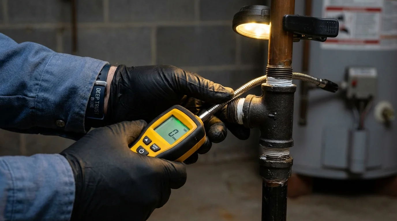 Gas leak detection with electronic sniffer by Johns Plumbing LLC in Saint David